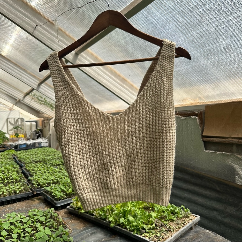 Cream Knit Sleeveless Top